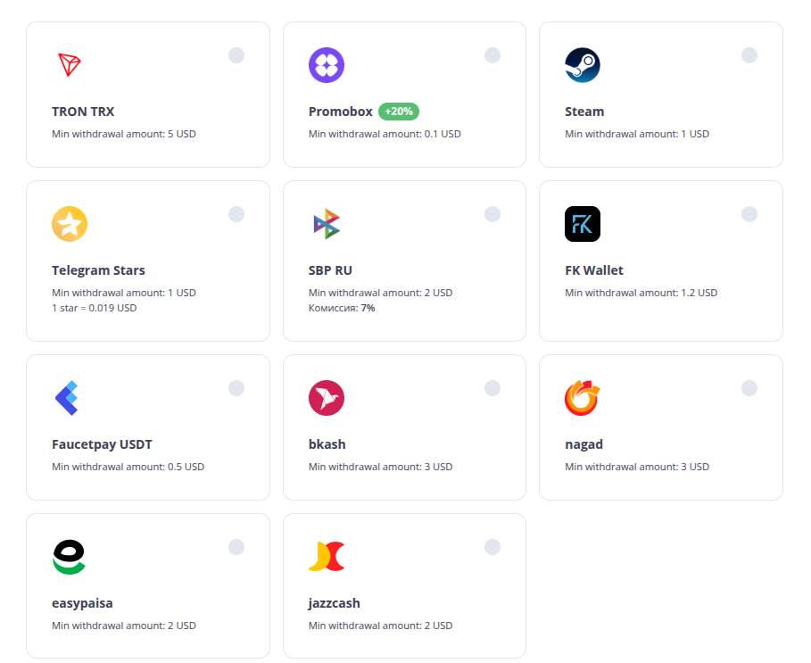 PayUp.video payout options including TRX